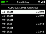 RaceBox Track Sessions History